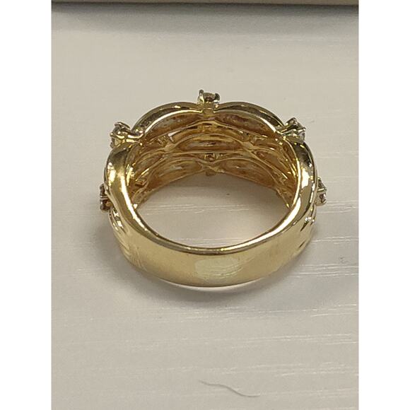 Tiffany & Co. 1992 18kt Yellow Gold Ring Size 6.75 Diamond Basket Weave 9.7 Gram - Picture 3 of 6